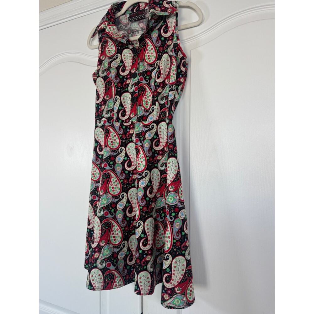 Voodoo Vixen Saranya Paisley Fit Flare Dress Retro Rockabilly Cotton M - Picture 3 of 11